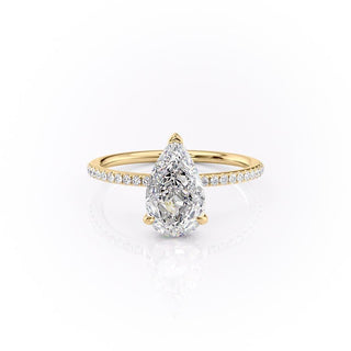 2.0 CT Pear Cut Solitaire Pave Setting Moissanite Engagement Ring