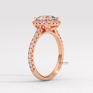 certified cushion halo ring, premium diamond cushion halo ring