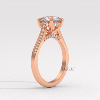 popular round hidden halo cathedral ring