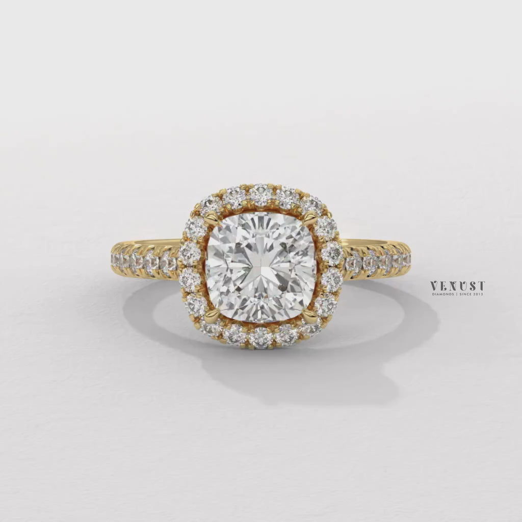 cushion halo pave engagement ring gold,cushion halo pave engagement ring for women,cushion halo pave ring luxury style