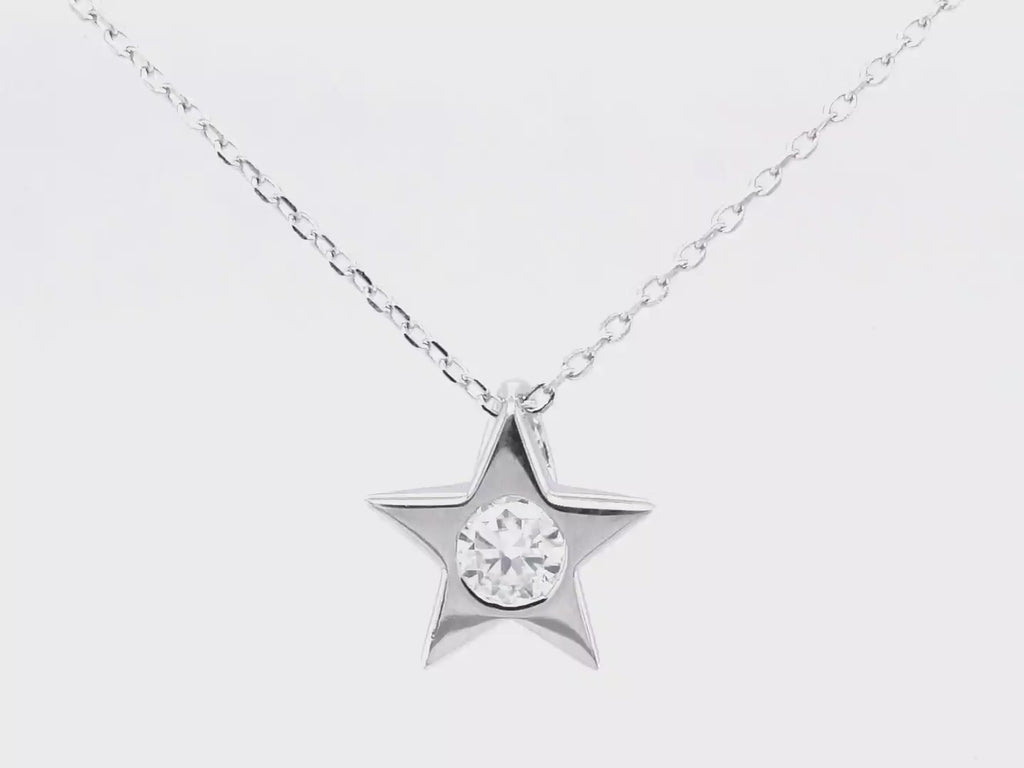 Round Cut Diamond Moissanite Star Pendant Necklace