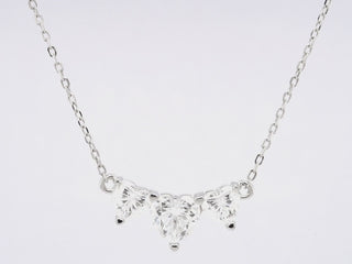 Three Stone Heart Shape Diamond Moissanite Necklace