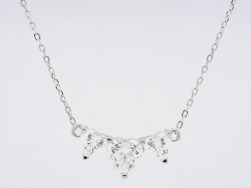 Three Stone Heart Shape Diamond Moissanite Necklace