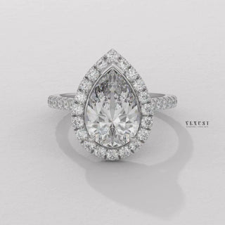pear halo engagement ring, pear halo ring for women