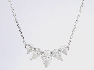 Five Stone Pear Shaped Diamond Moissanite Necklace For Women