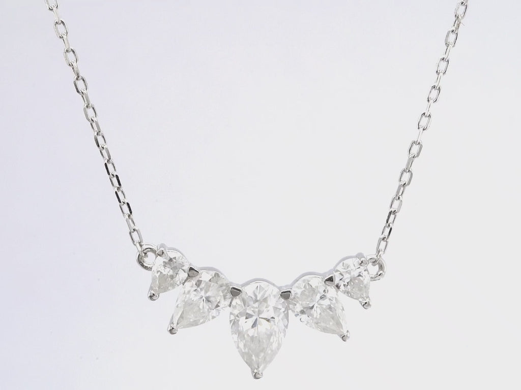 Five Stone Pear Shaped Diamond Moissanite Necklace For Women