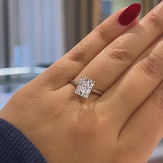 0.75 CT Asscher Cut Moissanite Diamond Hidden Halo Setting Engagement