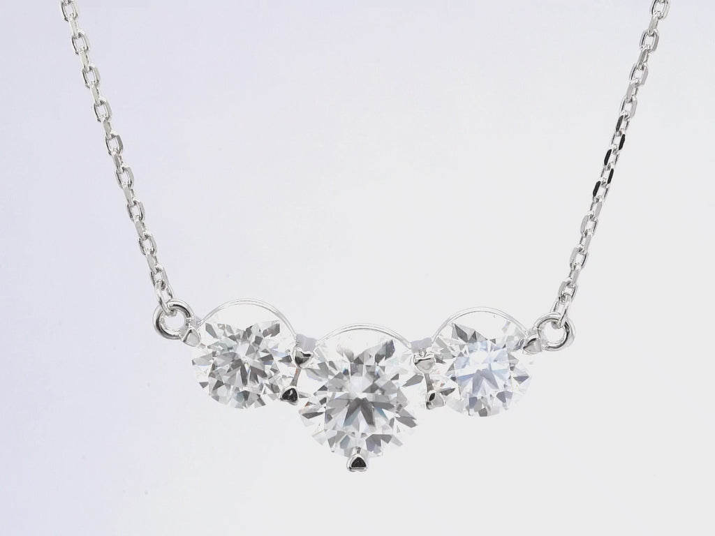 Round Cut Diamond Moissanite Pendant Necklace In White Gold