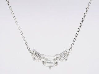 Three Stone Emerald Cut Diamond Moissanite Necklace