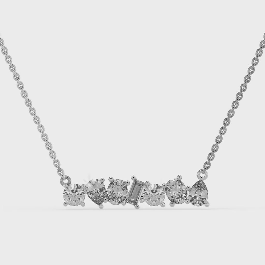 Round & Emerald Cut Diamond Moissanite Leia Necklace