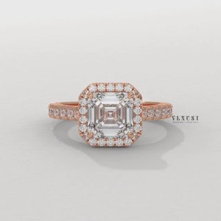 asscher cut halo ring, asscher step cut ring