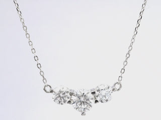 Three Stone Round Shape Diamond Moissanite Necklace