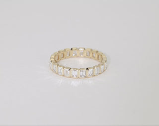 Emerald Cut Bezel Diamond Moissanite Eternity Wedding Band