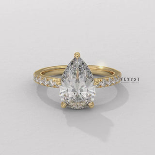 pear comfortable wear pave ring