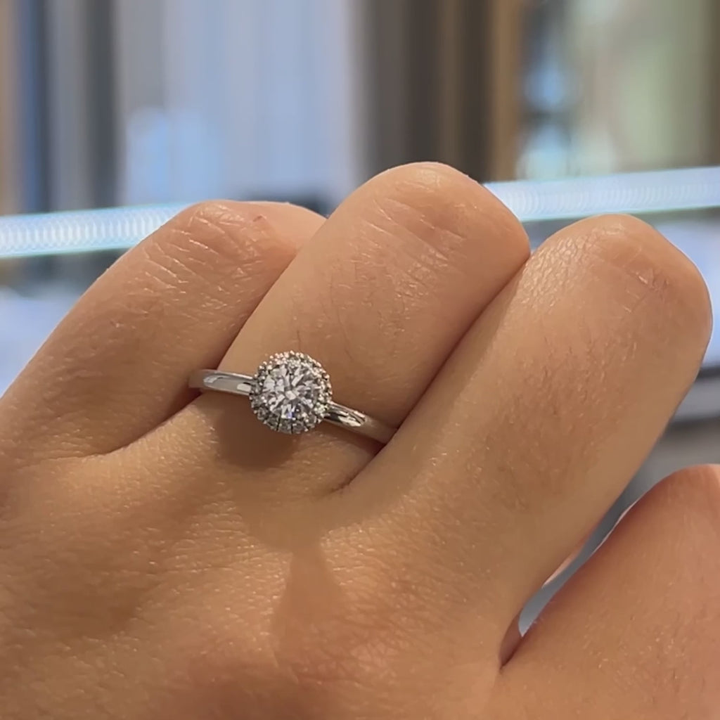0.35 CT Round Cut Moissanite Diamond Halo Engagement Ring For Women