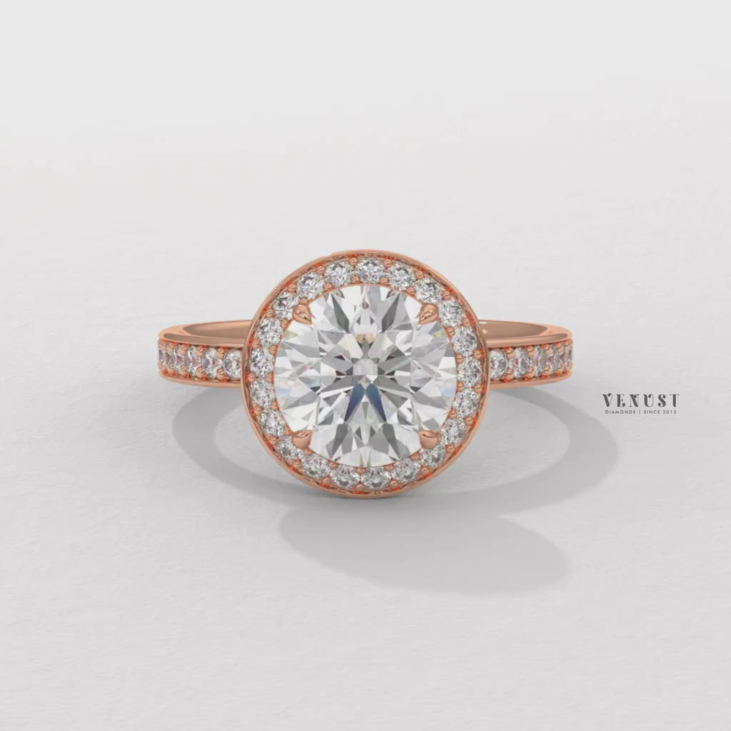 engagement halo ring,  halo ring, rose gold halo ring