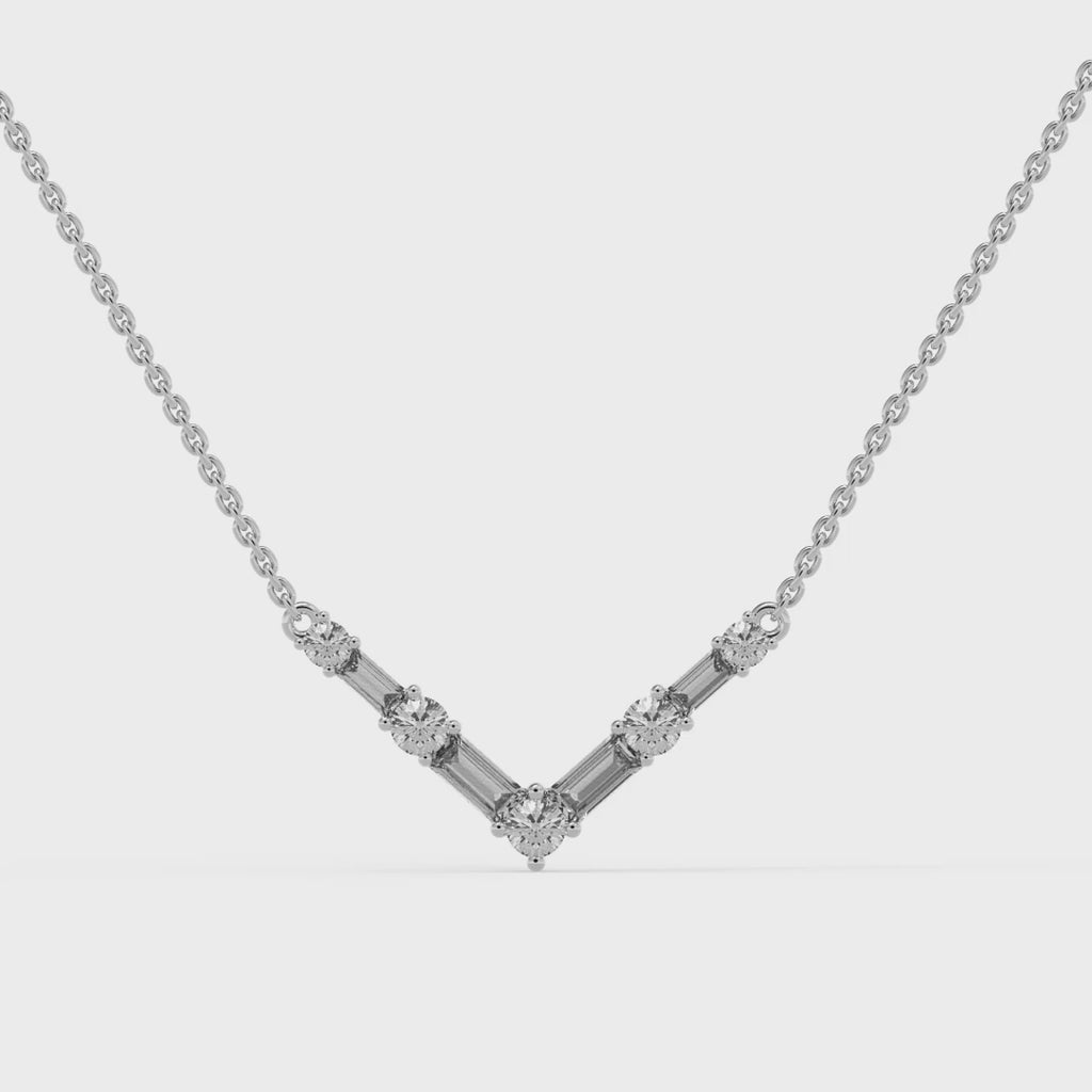 Round Cut V Shape Diamond Vera Moissanite Necklace For Her