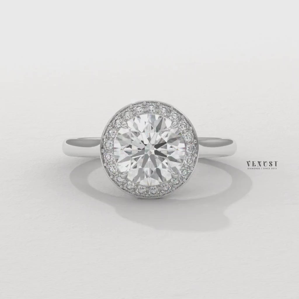 round halo engagement setting, round halo gold setting