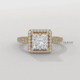 princess halo pave engagement ring, princess cut halo ring, princess halo diamond ring