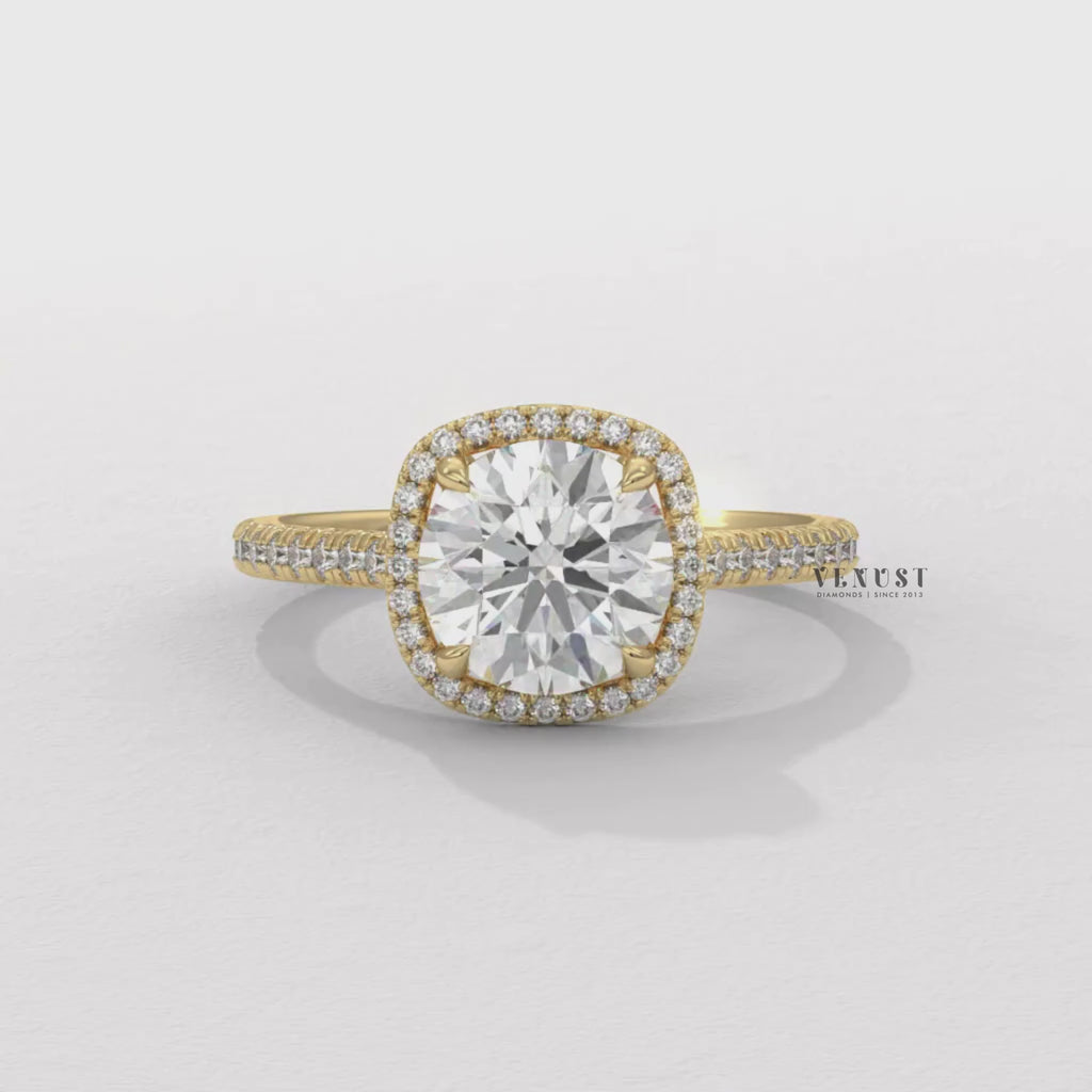 Classic Halo Engagement Ring, Diamond Engagement Ring