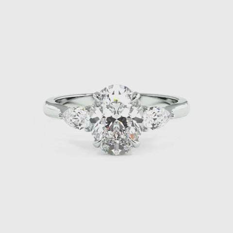 2.09 CT Oval Cut Moissanite Diamond Three Stone Engagement Ring For Her