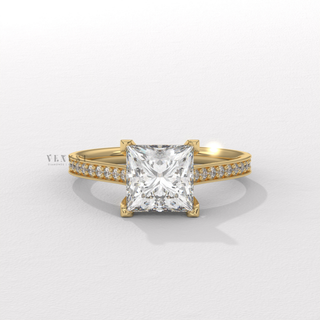 princess cut pave engagement ring