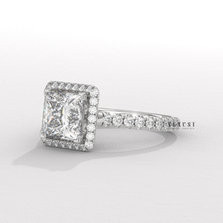 princess halo ring detailed design, princess halo ring fine craftsmanship