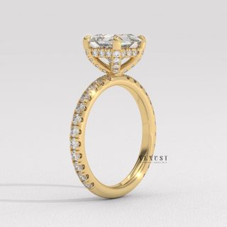 princess moissanite pave engagement ring
