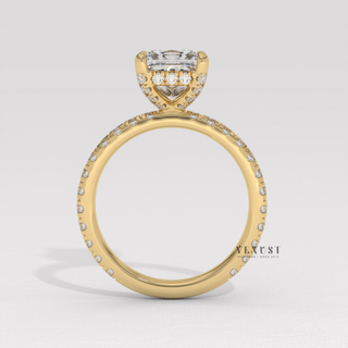 princess pave unique engagement ring