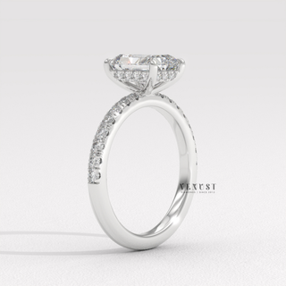 radiant cut engagement ring gold,diamond pave engagement ring for women