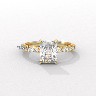 radiant cut moissanite engagement ring,pave diamond ring