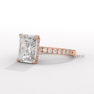 radiant pave diamond engagement ring
radiant cut pave engagement ring
radiant engagement ring with pave band
radiant diamond ring with pave setting