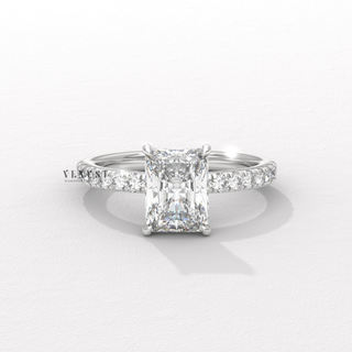 radiant halo pave ring, radiant engagement ring for women