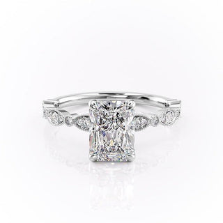 2.10 CT Radiant Milgrain Style Moissanite Engagement Ring