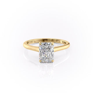 2.10 CT Radiant Cut Hidden Halo Style Moissanite Engagement Ring