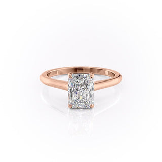 2.10 CT Radiant Cut Hidden Halo Style Moissanite Engagement Ring