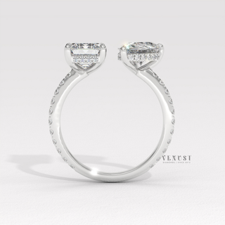 real diamond emerald pear two stone ring