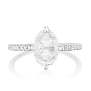 rose cut oval pave engagement ring,
pave engagement ring 
oval ring
