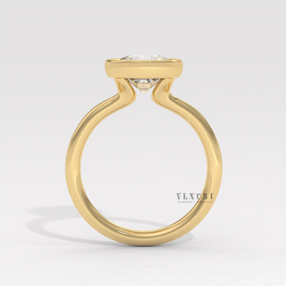 round bezel engagement ring simple