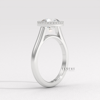 round bezel engagement ring simple unique