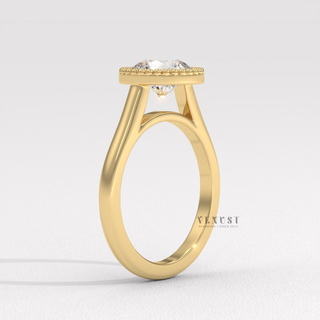 round bezel ring thin band unique