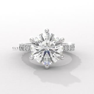 round brilliant 3 carat engagement ring pavé