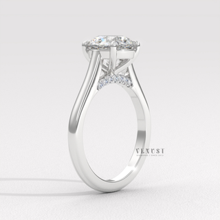 round cut cathedral engagement ring