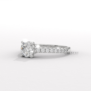 round cut diamond cathedral ring
