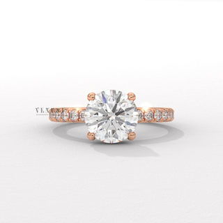 round cut diamond pave ring,round pave engagement ring, round diamond pave band, round cut pave engagement ring, round diamond ring pave setting