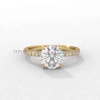 round cut pavé engagement ring
