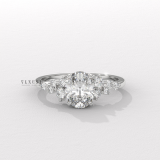 round cluster engagement ring