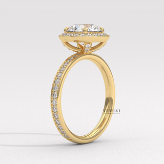 engagement halo ring, white gold halo ring, luxury halo ring