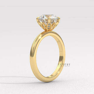delicate lotus prong solitaire ring