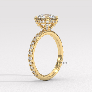 round diamond minimalist pave ring, round cut vintage pave ring, round modern pave ring, round diamond pave bridal ring, round engagement ring with pave band